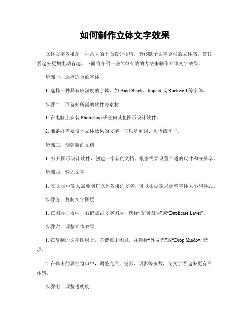 如何制作立体文字效果