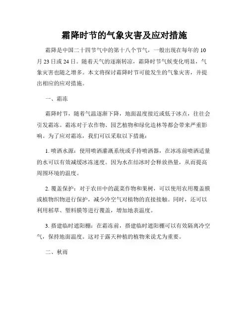 霜降时节的气象灾害及应对措施