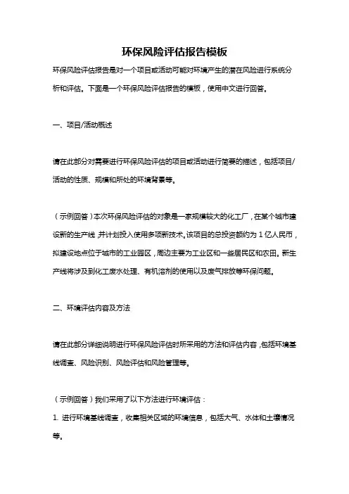 环保风险评估报告模板