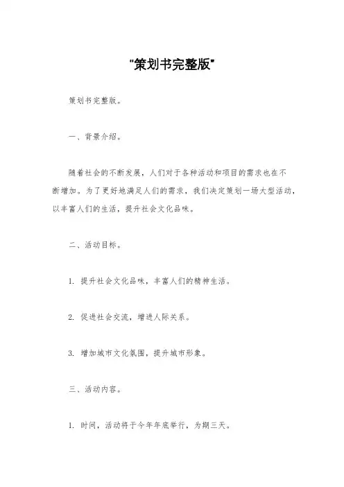 “策划书完整版”