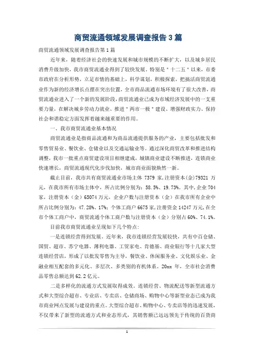 商贸流通领域发展调查报告3篇