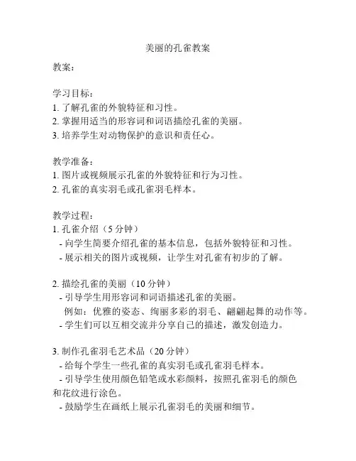 美丽的孔雀教案