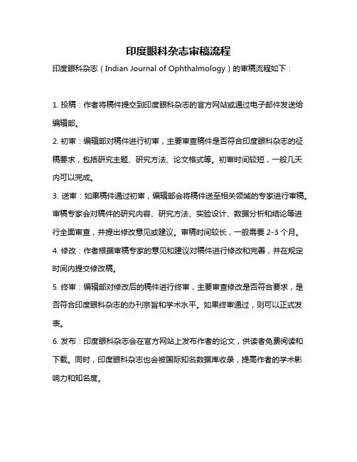印度眼科杂志审稿流程
