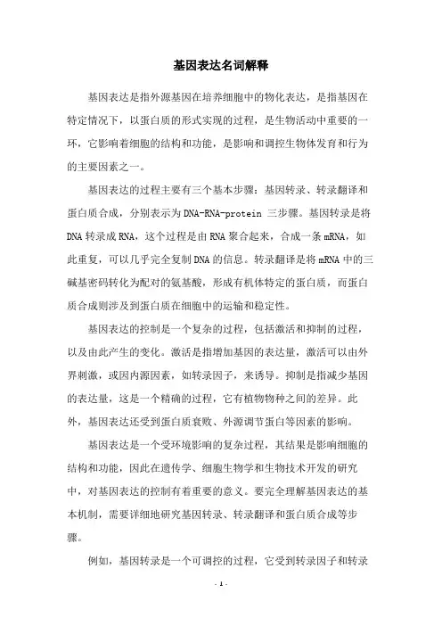 基因表达名词解释