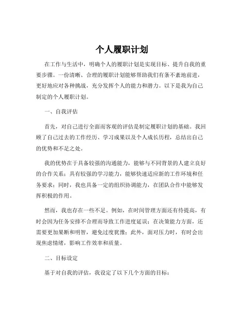 个人履职计划