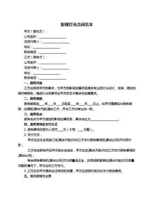 影视灯光合同范本