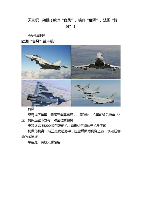 一天认识一架机（欧洲“台风”、瑞典“鹰狮”、法国“阵风”）