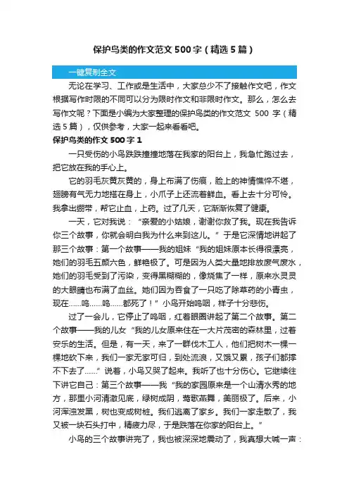 保护鸟类的作文范文500字（精选5篇）