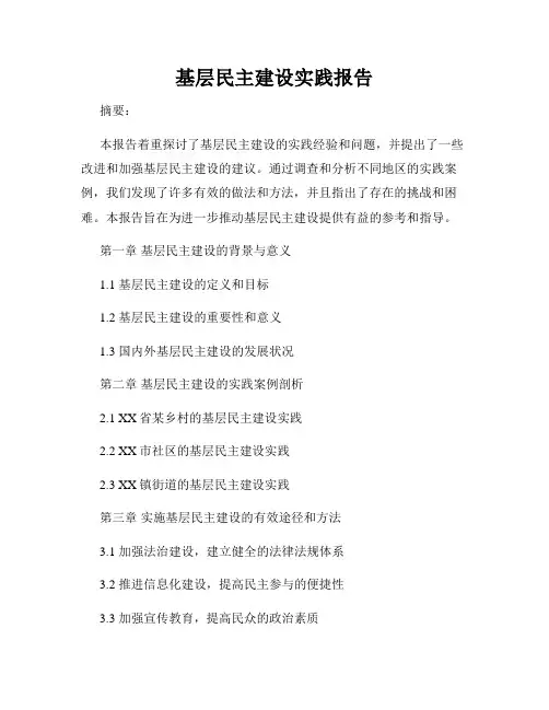 基层民主建设实践报告