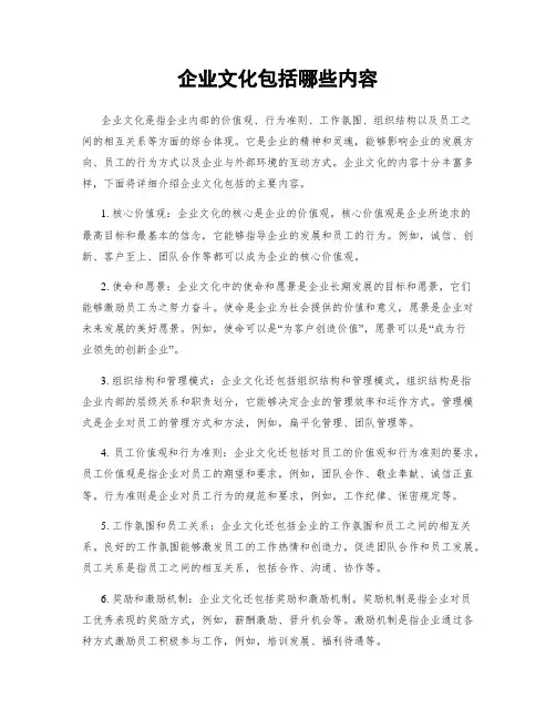 企业文化包括哪些内容