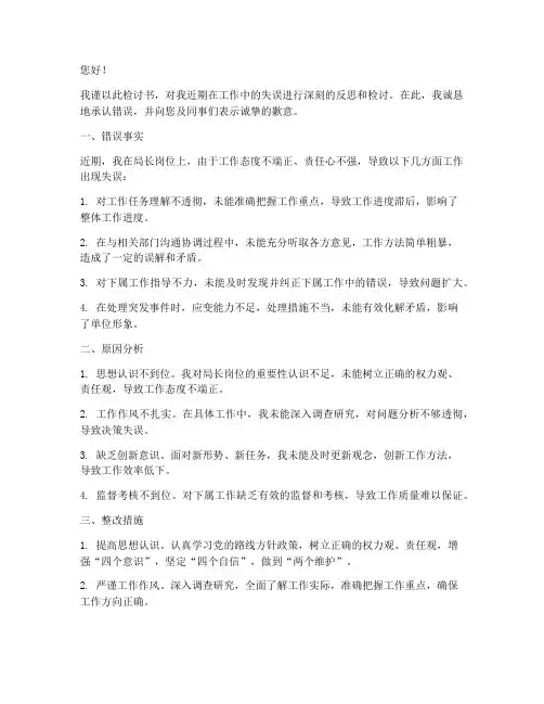 局长工作错误的检讨书