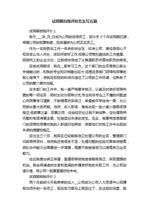 试用期自我评价怎么写五篇