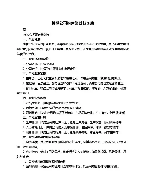 模拟公司组建策划书3篇