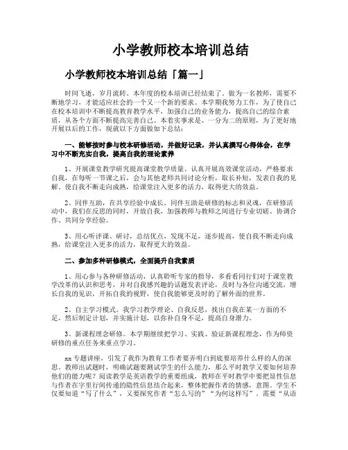 小学教师校本培训总结
