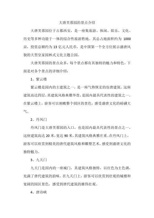 大唐芙蓉园的景点介绍
