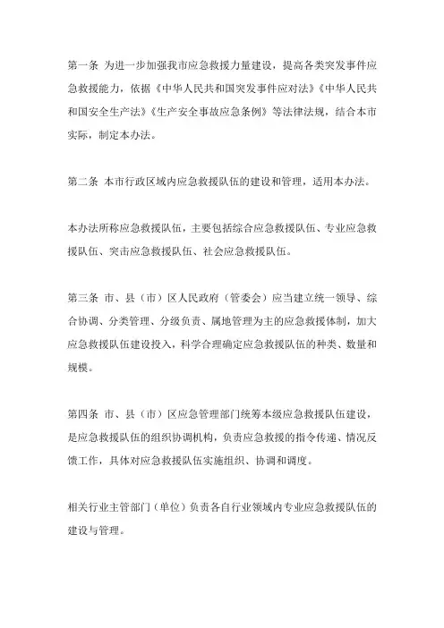 应急救援队伍管理办法(试行)