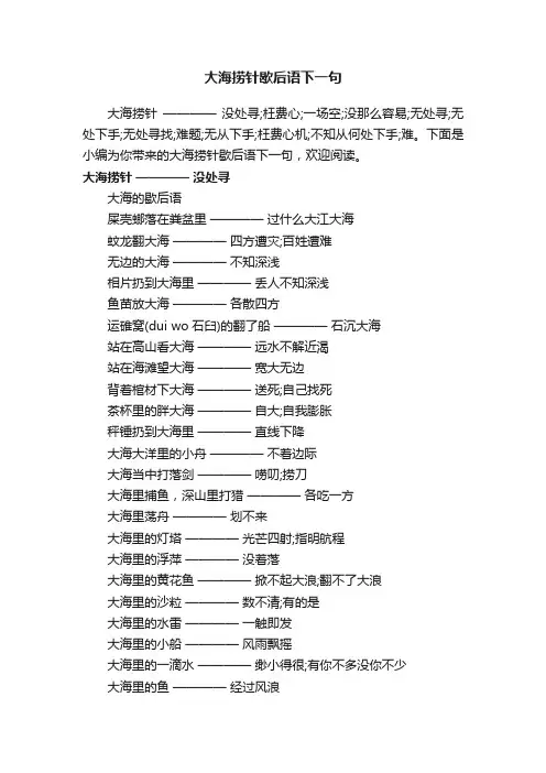 大海捞针歇后语下一句
