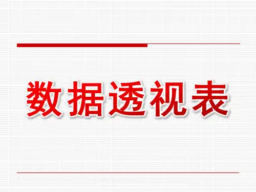 数据透视表ppt课件
