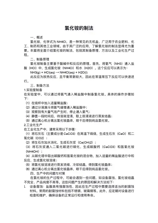 氯化铵制法