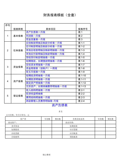 财务报表模板[全套]