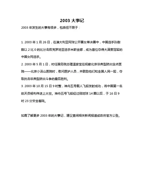 2003大事记
