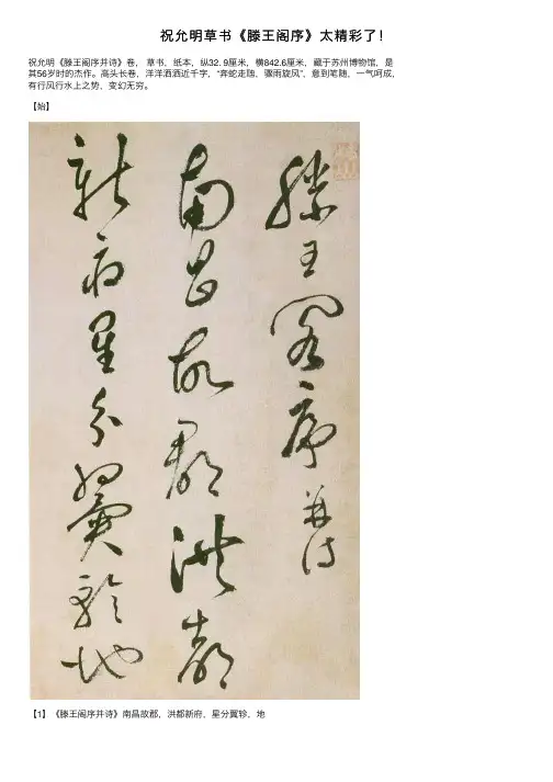 祝允明草书《滕王阁序》太精彩了！