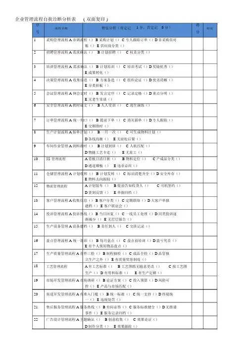 企业管理流程自我诊断分析表