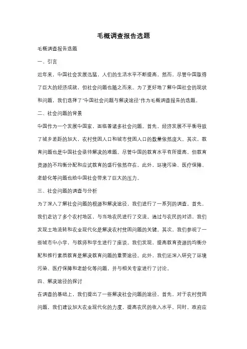 毛概调查报告选题
