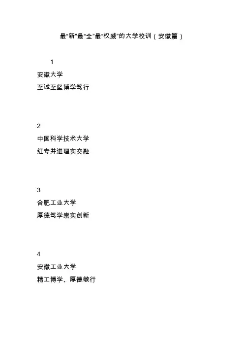 最“新”最“全”最“权威”的大学校训(安徽篇)