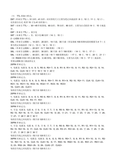 液晶屏线的定义怎么定义