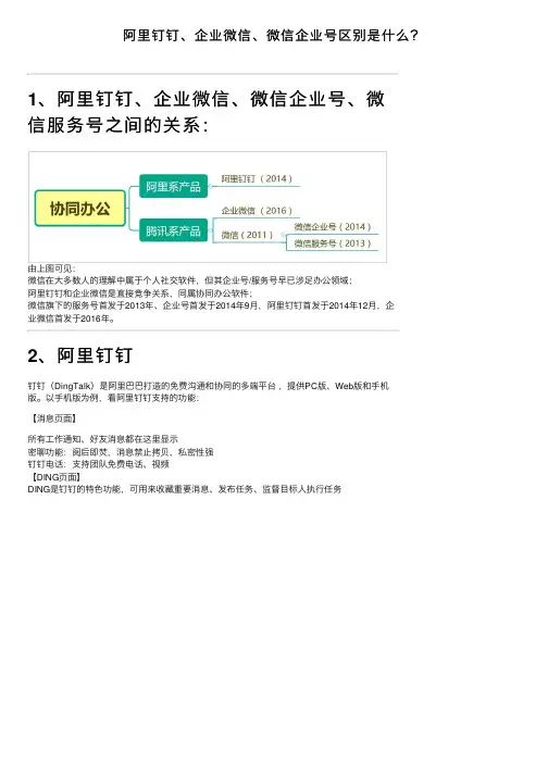 阿里钉钉、企业微信、微信企业号区别是什么？