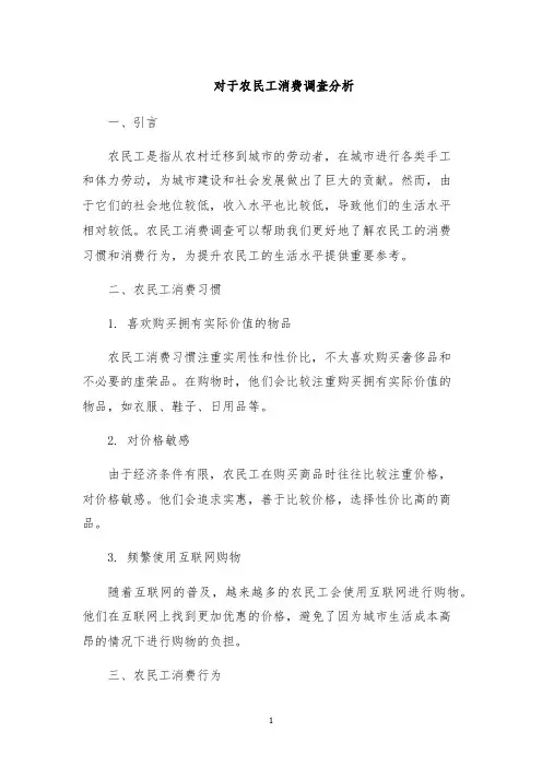 对于农民工消费调查分析