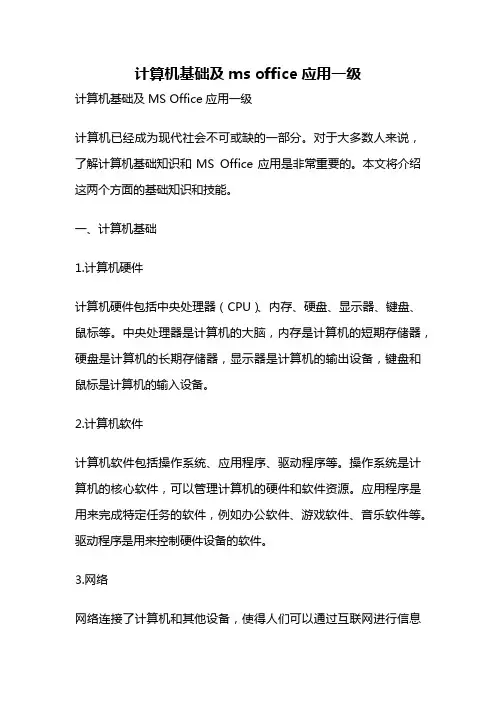 计算机基础及ms office应用一级