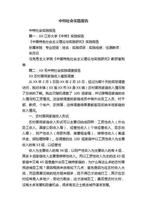 中特社会实践报告