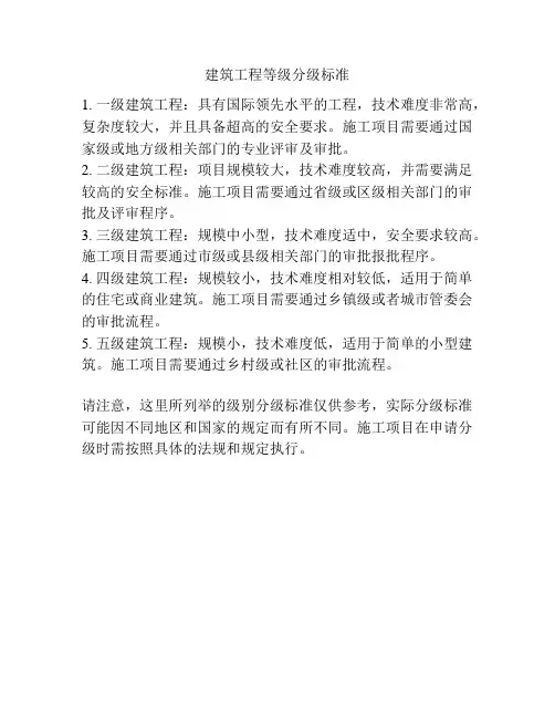 建筑工程等级分级标准