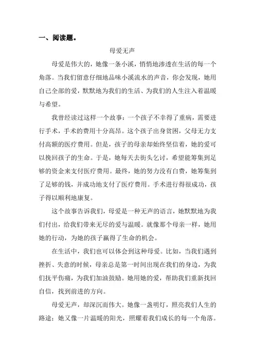 母爱无声阅读题