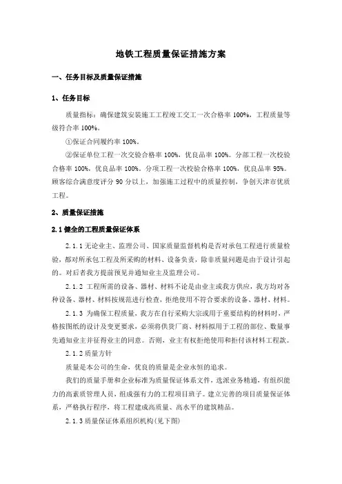 地铁工程质量保证措施方案