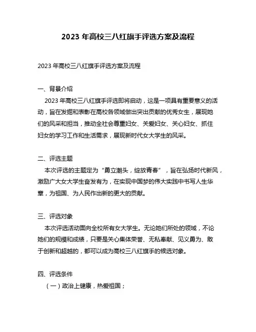 2023年高校三八红旗手评选方案及流程