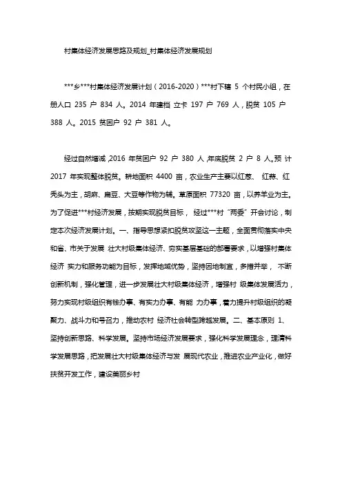 村集体经济发展思路及规划word版