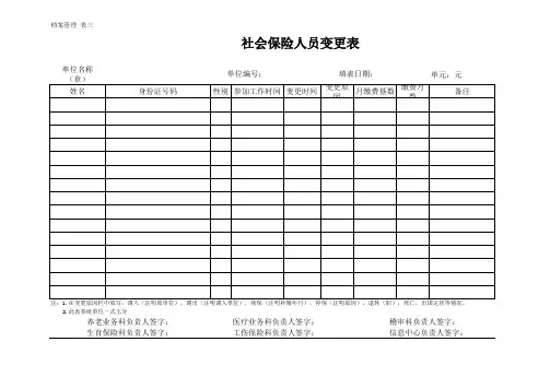 社保人员变更表