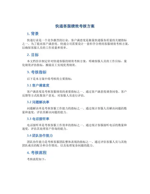 快递客服绩效考核方案