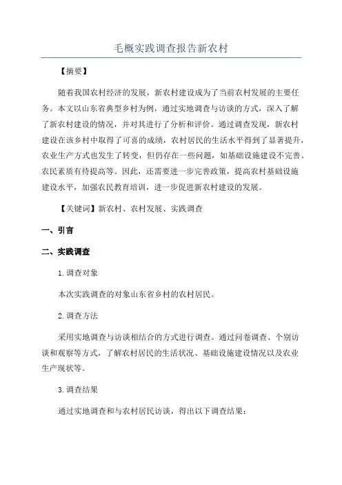 毛概实践调查报告新农村