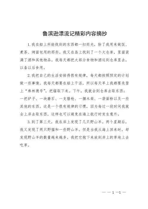 鲁滨逊漂流记精彩内容摘抄