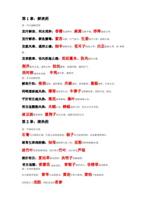 执业中药师常用单味中药总结