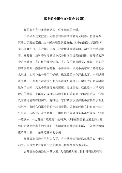 家乡的小溪作文(集合10篇)精选