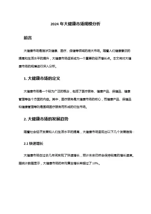 2024年大健康市场规模分析