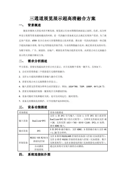 三通道展览展示超高清融合方案