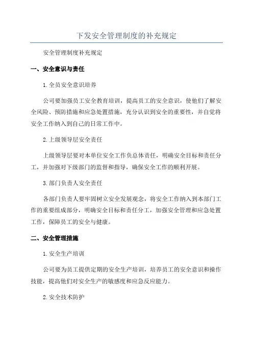 下发安全管理制度的补充规定