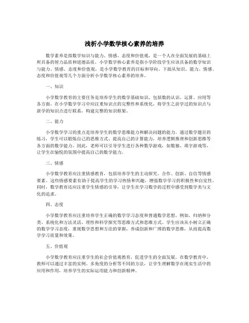浅析小学数学核心素养的培养