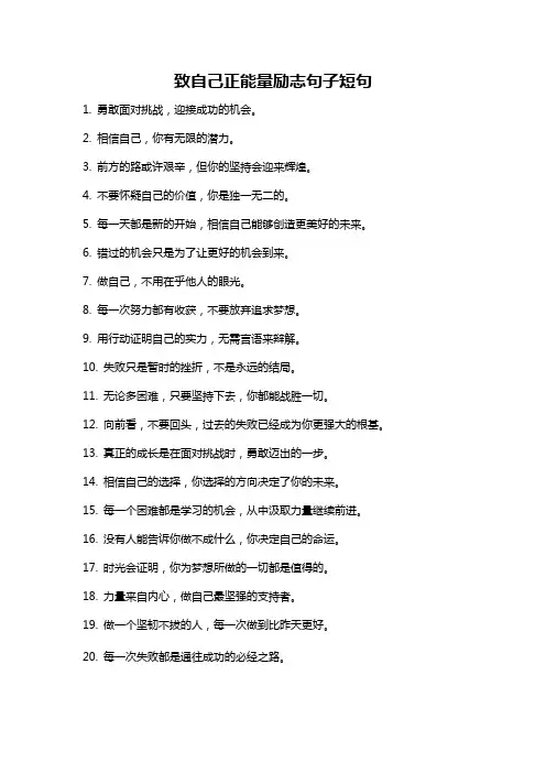 致自己正能量励志句子短句